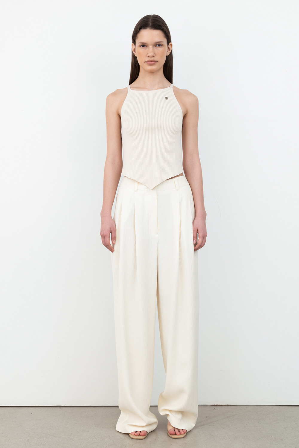 One Tuck Wide Pants_Ivory