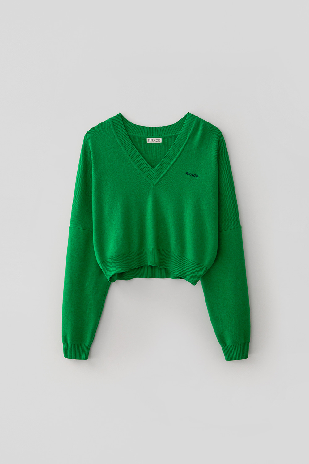 Classic V-Neck Knit Top_Green