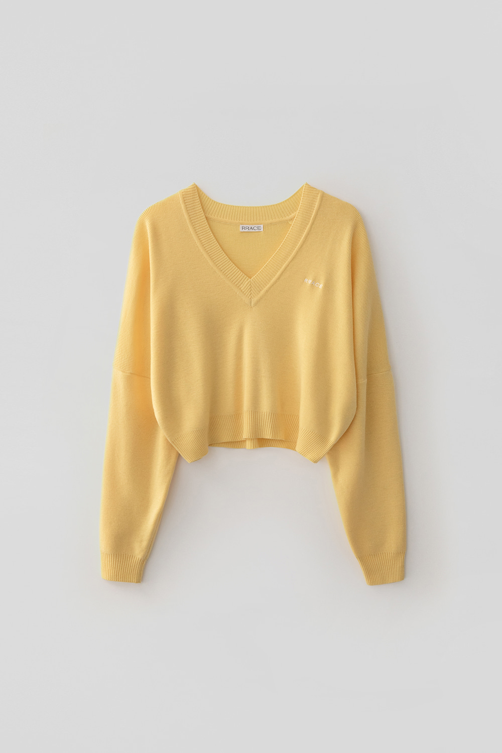 Classic V-Neck Knit Top_Yellow